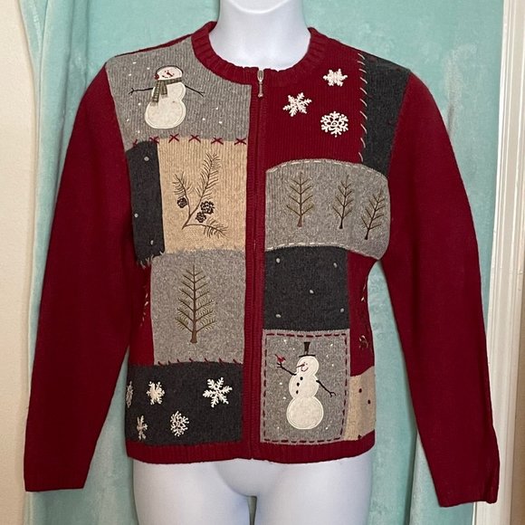 Croft&Barrow Wine Cardigan Sweater, Size Large - Picture 1 of 6